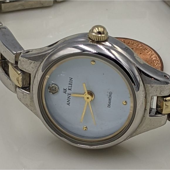 Anne Klein Diamond Gold Silver Tone Watch 6.5\